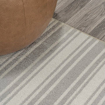 Fawning Two-tone Striped Classic Low-pile Machine-washable Area Rug